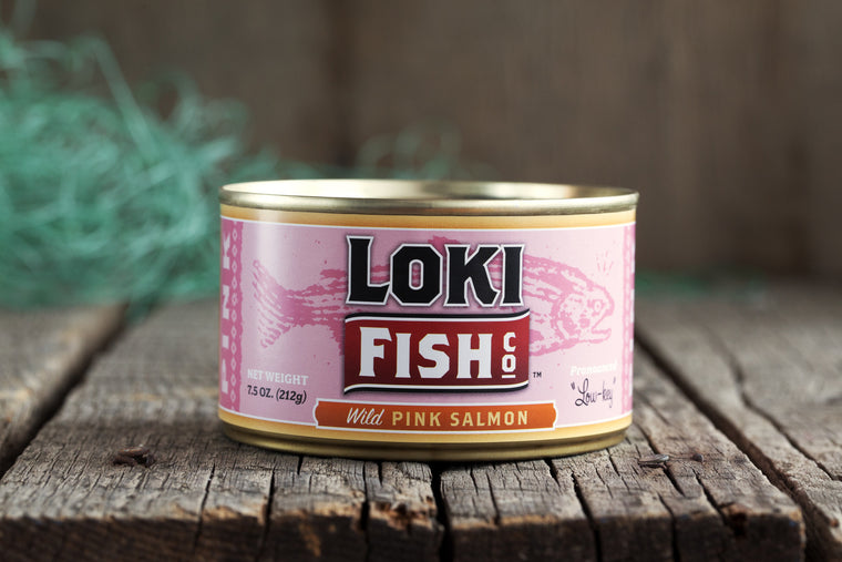 Gourmet Canned Wild Pink Salmon - 7.5 Ounce With Skin and Bones - Loki Fish Company