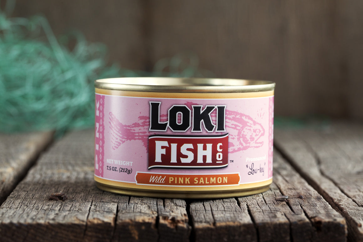 Gourmet Canned Wild Pink Salmon - 7.5 Ounce With Skin and Bones - Loki Fish Company